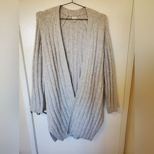 Comfy gray long open front cardigan